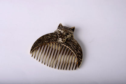 Handcrafted Wolf Solid Brass Beard Comb