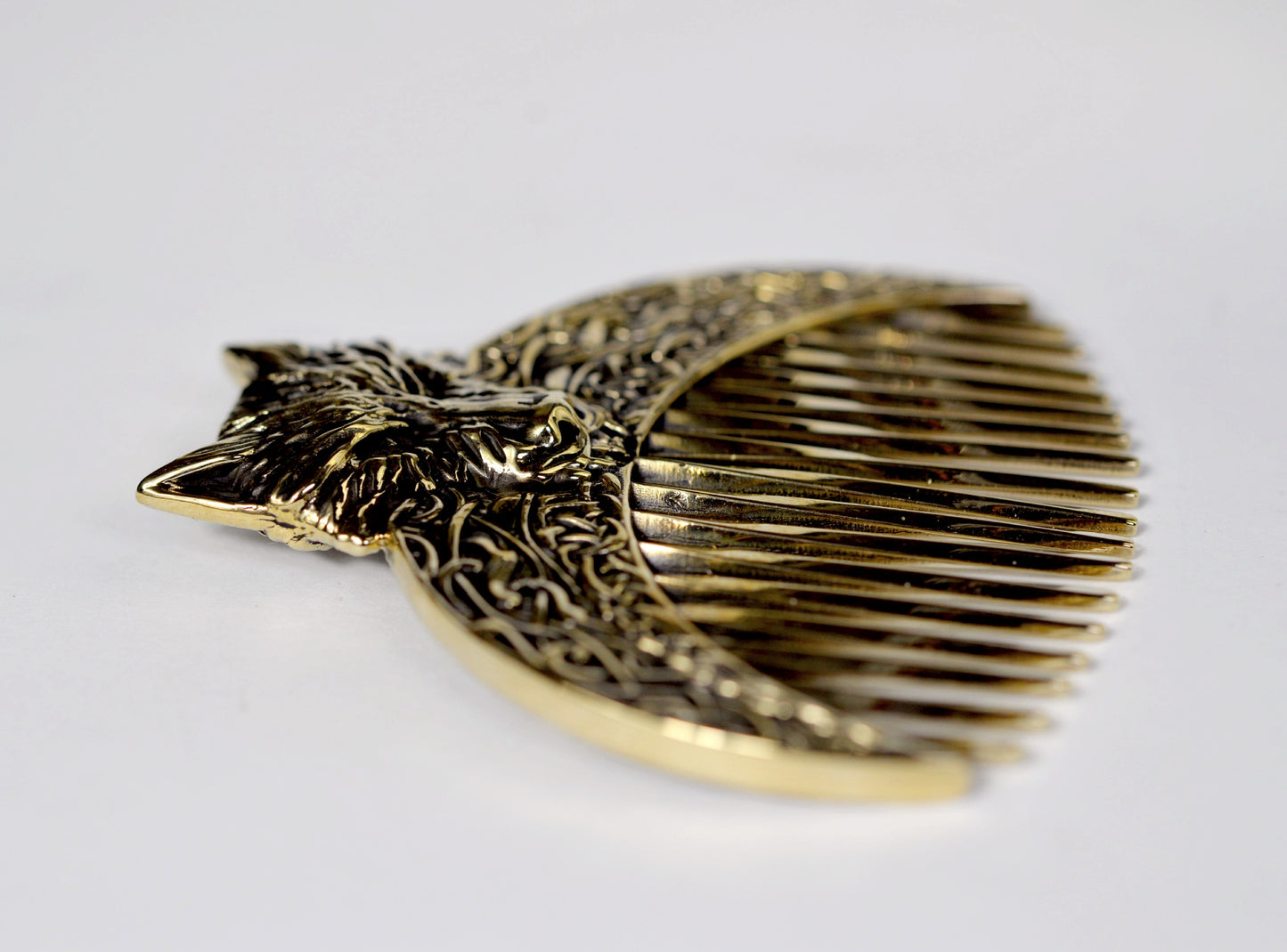 Handcrafted Wolf Solid Brass Beard Comb