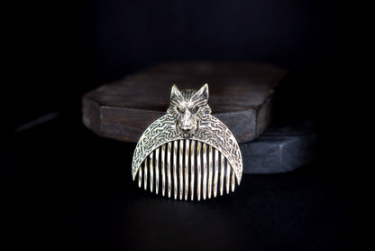 Handcrafted Wolf Solid Brass Beard Comb
