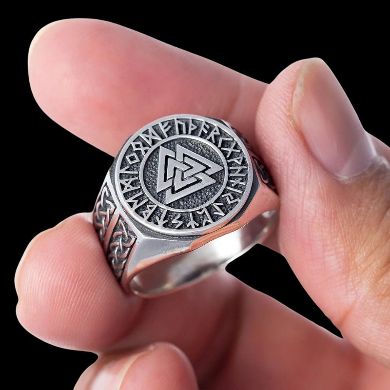 vkngjewelry Bagues 925 Sterling Silver Valknut Norse Runes Knotwork Viking Jewelry Ring