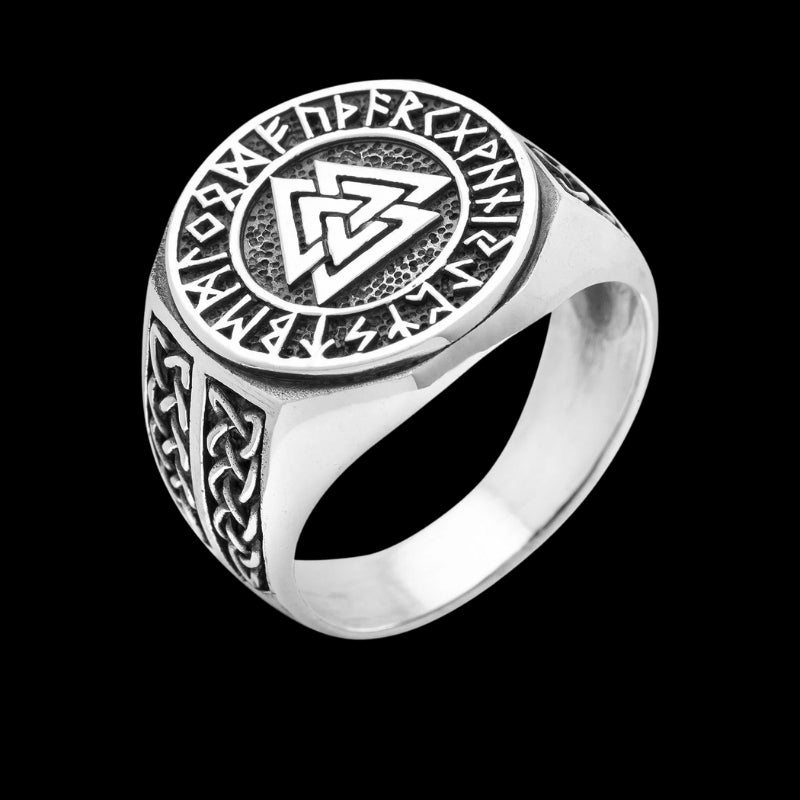 vkngjewelry Bagues 925 Sterling Silver Valknut Norse Runes Knotwork Viking Jewelry Ring