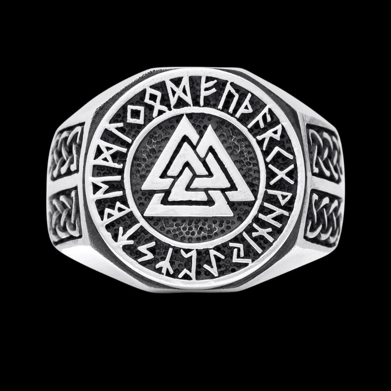 vkngjewelry Bagues 925 Sterling Silver Valknut Norse Runes Knotwork Viking Jewelry Ring