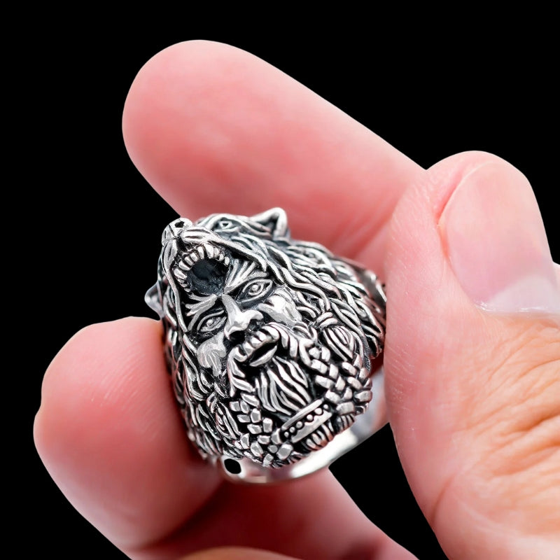 vkngjewelry Bagues 925 Sterling Silver Viking Berserker with Bear Hood Ring