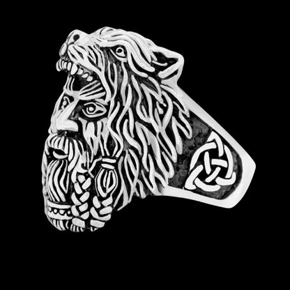 vkngjewelry Bagues 925 Sterling Silver Viking Berserker with Bear Hood Ring