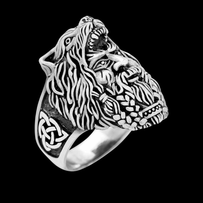 vkngjewelry Bagues 925 Sterling Silver Viking Berserker with Bear Hood Ring