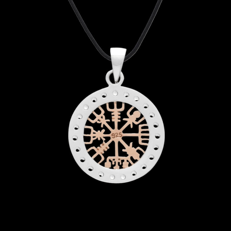 vkngjewelry Pendant 925 Sterling Silver with Rose Gold Vegvisir Pendant