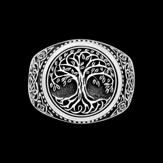 vkngjewelry Bagues 925 Sterling Silver Yggdrasil Ring With Bear Claw