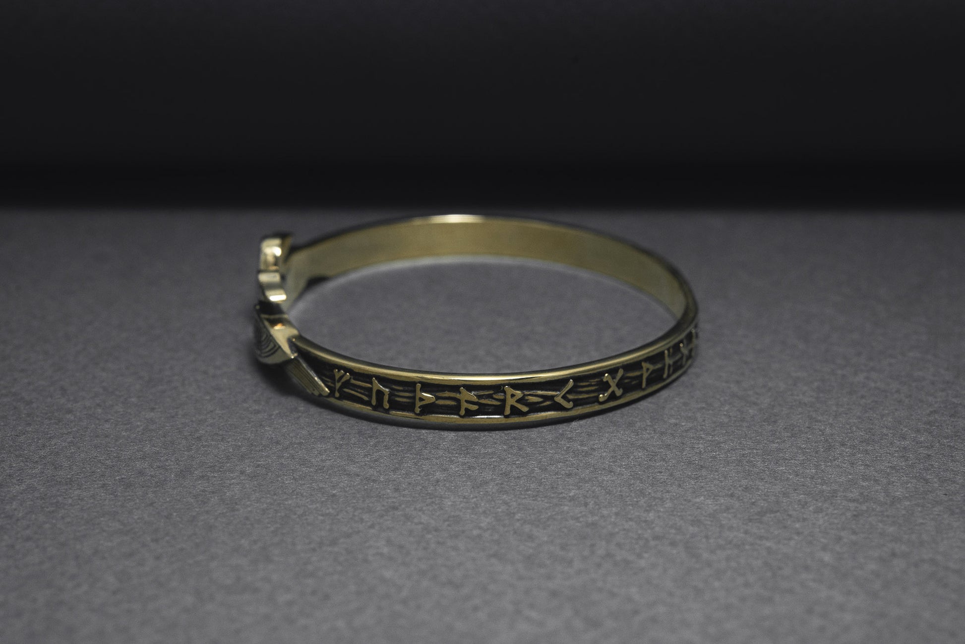 vkngjewelry Bracelet Handcrafted Ravens and Elder Futhark runes Arm Ring