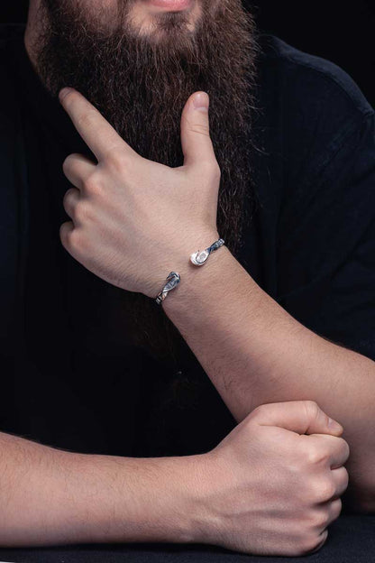 vkngjewelry Bracelet Handcrafted Ravens and Elder Futhark runes Arm Ring