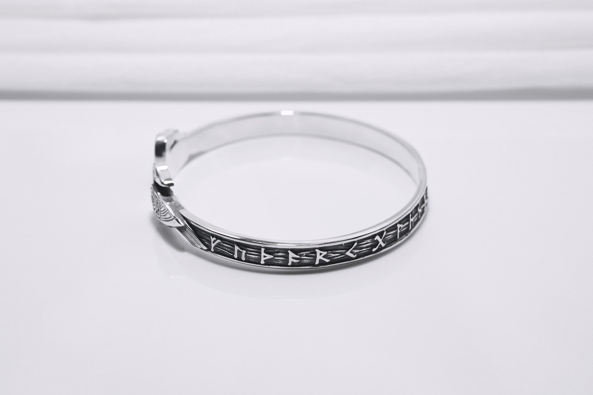 vkngjewelry Bracelet Handcrafted Ravens and Elder Futhark runes Arm Ring