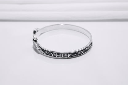 vkngjewelry Bracelet Handcrafted Ravens and Elder Futhark runes Arm Ring