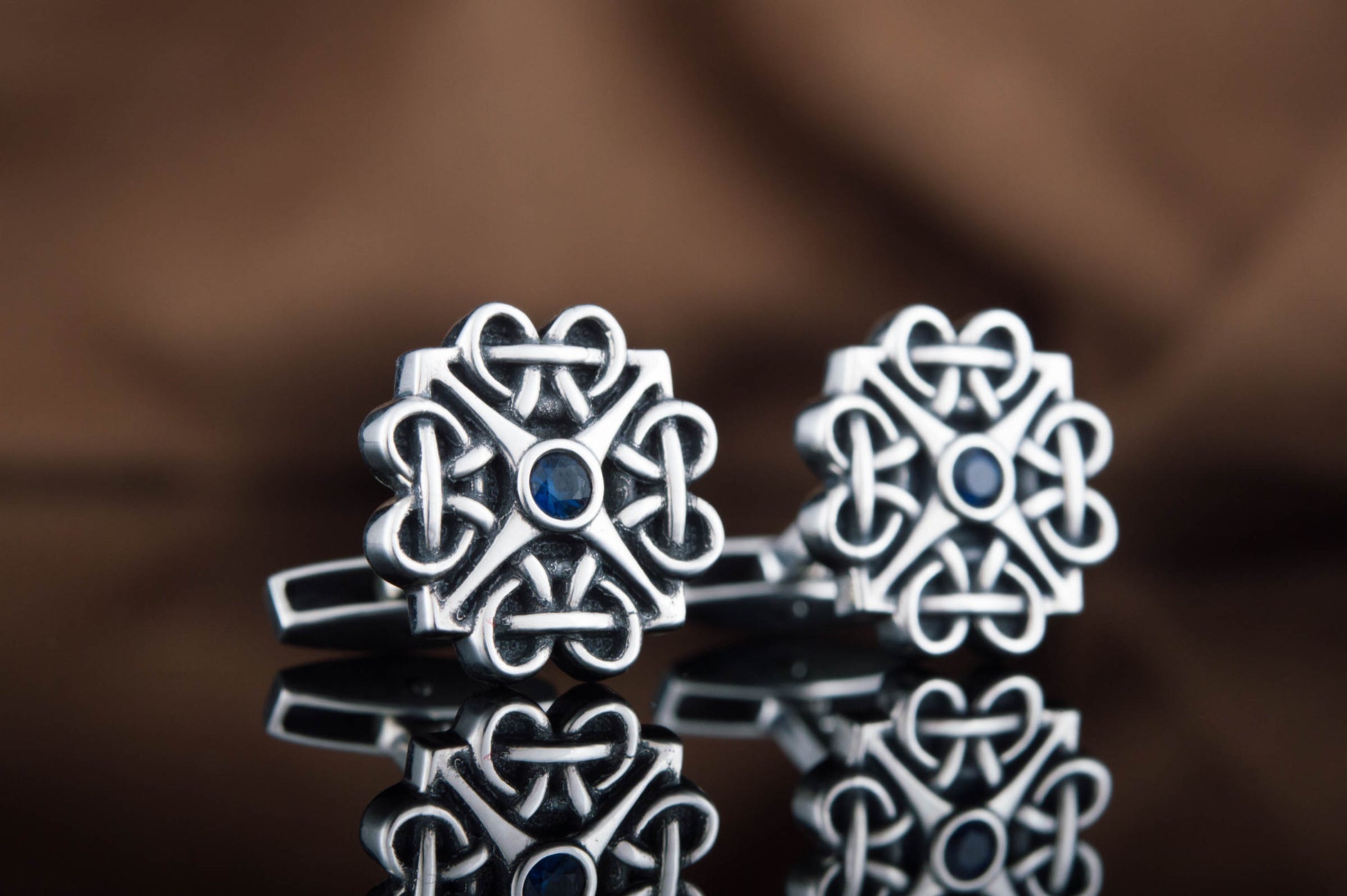 vkngjewelry Cufflinks Handcrafted Unique Cubic Zirconia Sterling Silver Cufflinks