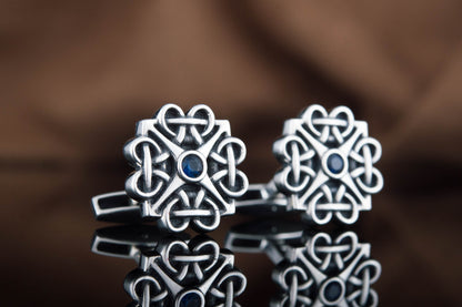 vkngjewelry Cufflinks Handcrafted Unique Cubic Zirconia Sterling Silver Cufflinks
