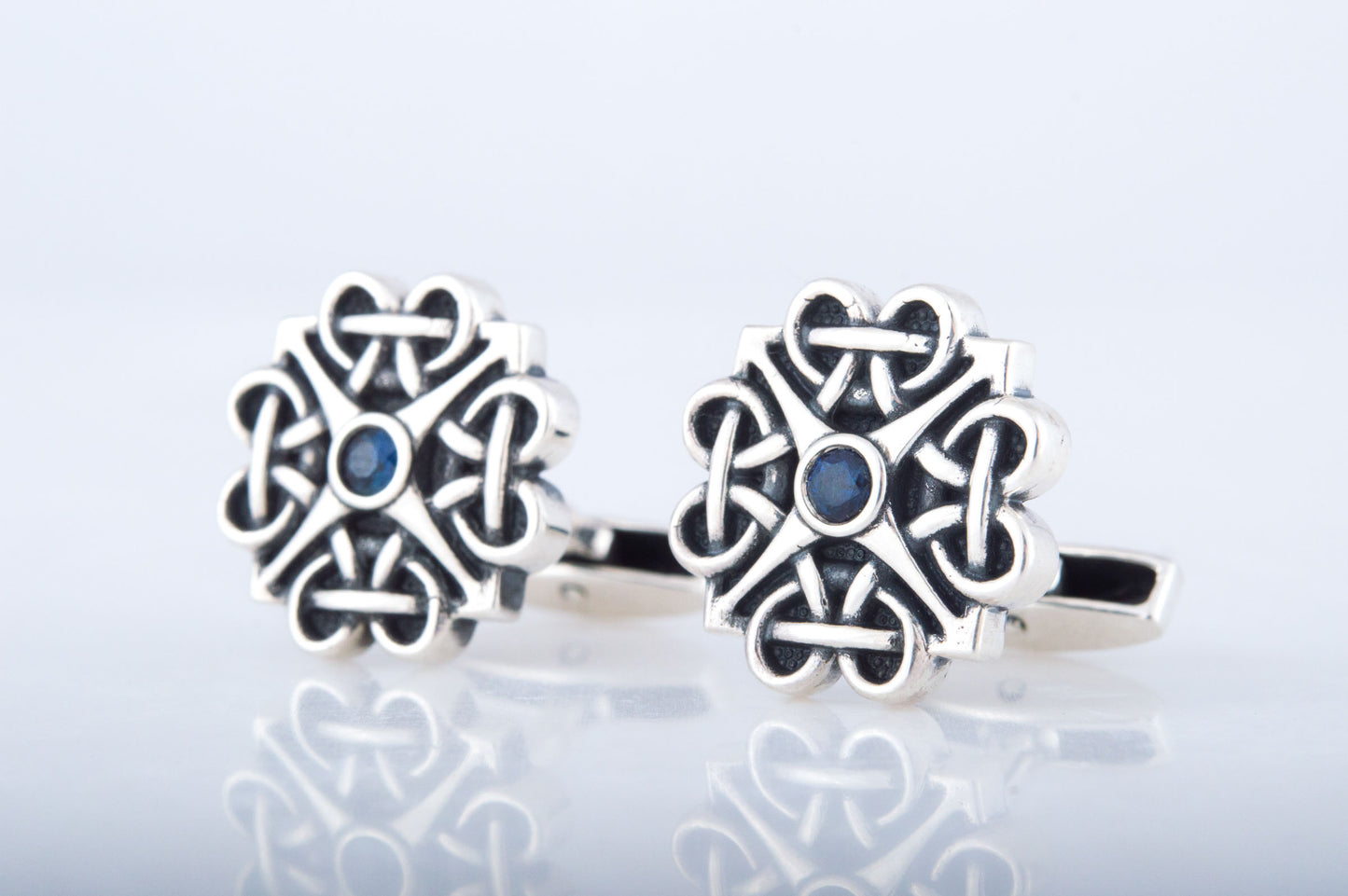 vkngjewelry Cufflinks Handcrafted Unique Cubic Zirconia Sterling Silver Cufflinks