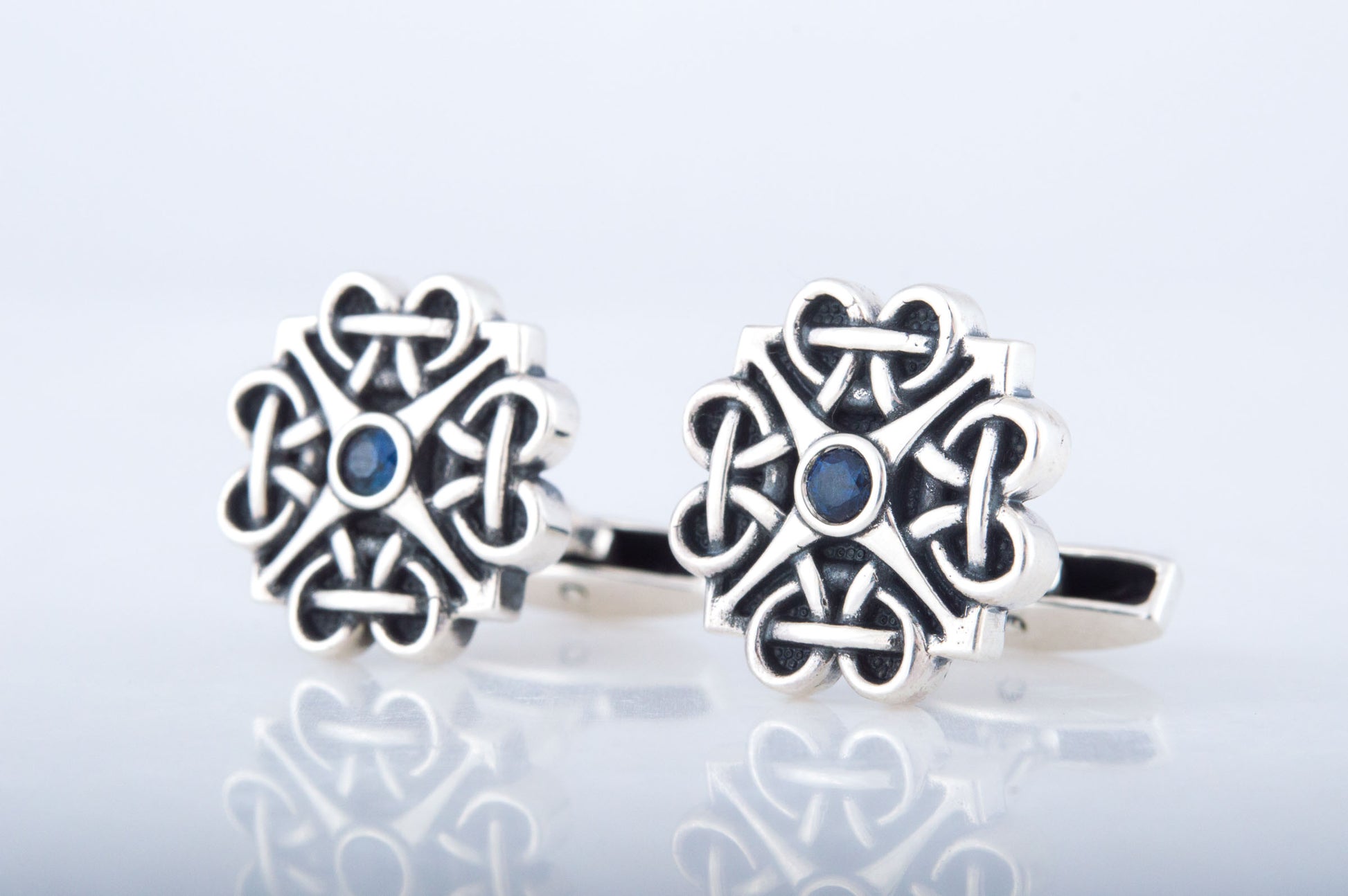 vkngjewelry Cufflinks Handcrafted Unique Cubic Zirconia Sterling Silver Cufflinks