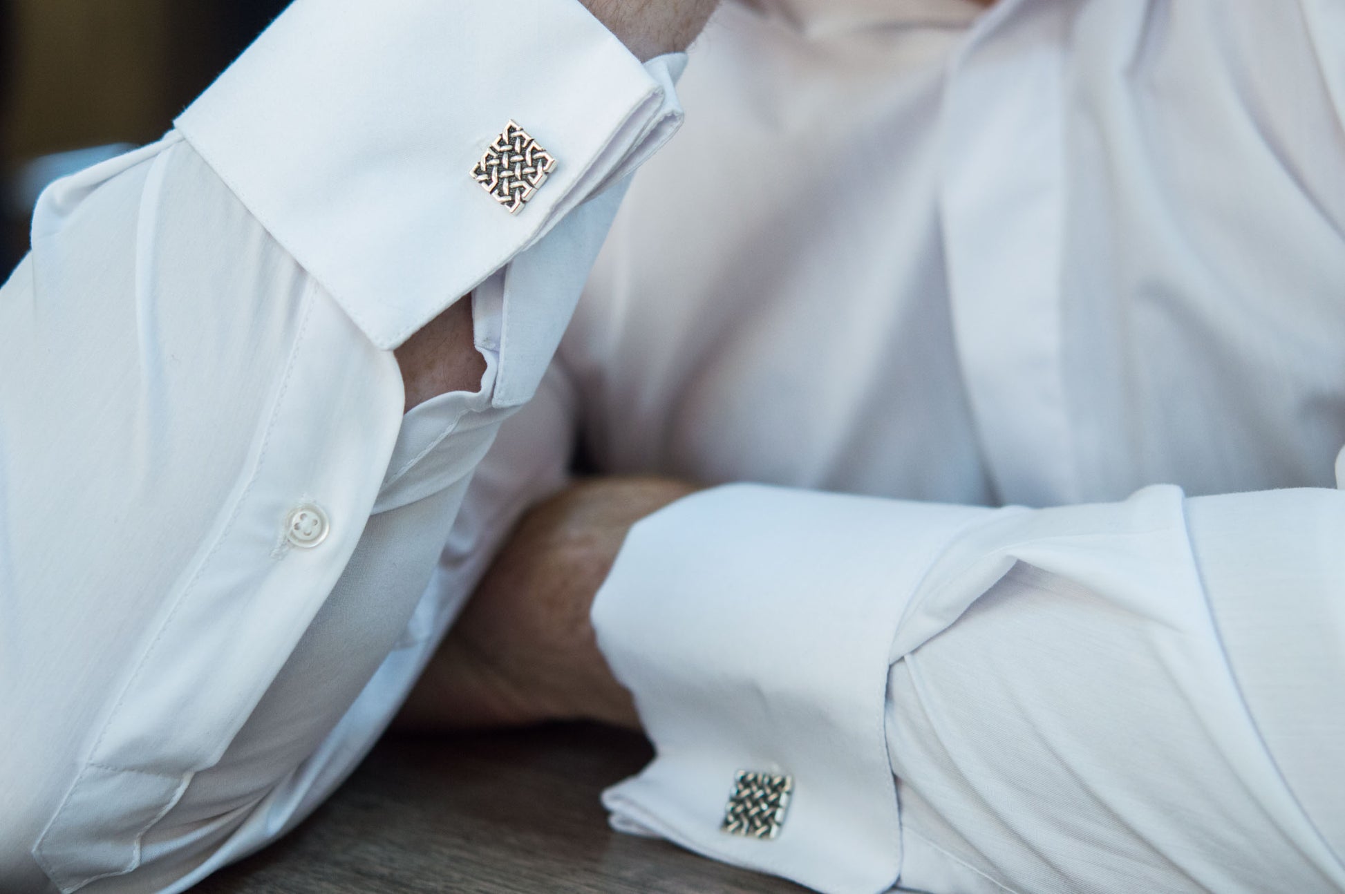 vkngjewelry Cufflinks Handcrafted Unique Ornament Square v1 Sterling Silver Cufflinks