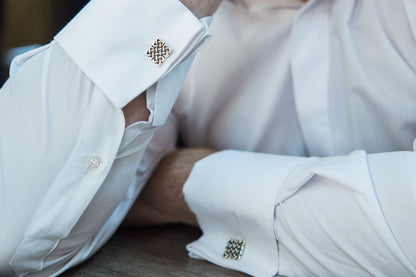 vkngjewelry Cufflinks Handcrafted Unique Ornament Square v1 Sterling Silver Cufflinks