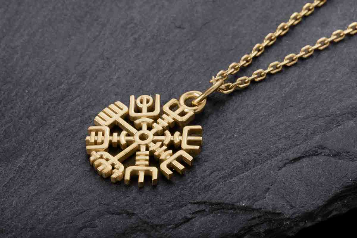 vkngjewelry Pendant Slim Vegvisir Gold Pendant