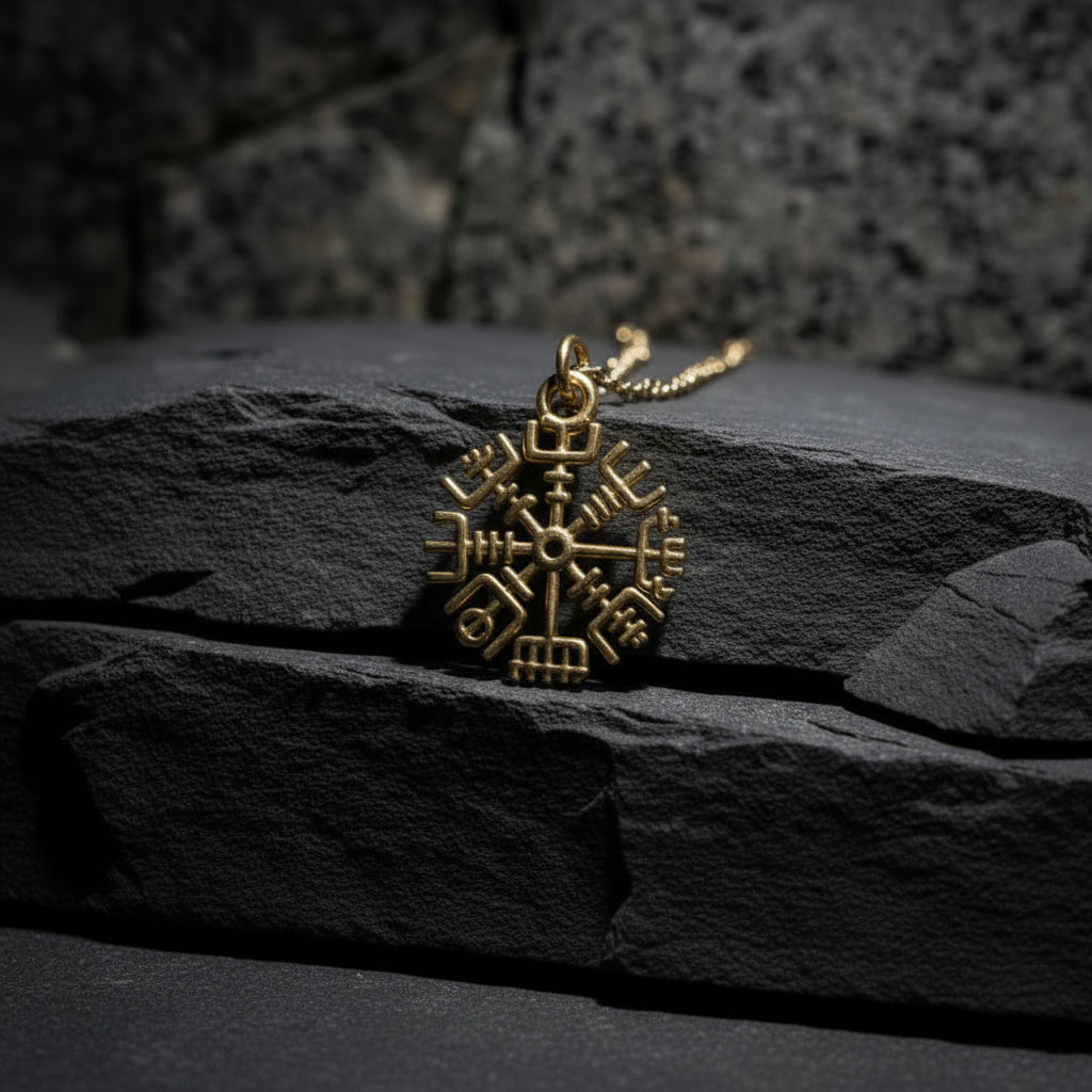 vkngjewelry Pendant Slim Vegvisir Gold Pendant