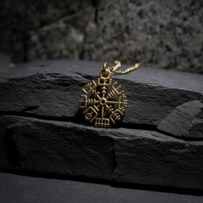 vkngjewelry Pendant Slim Vegvisir Gold Pendant