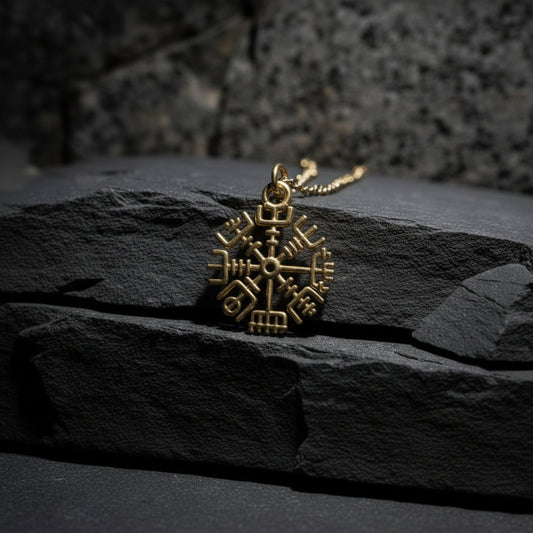 vkngjewelry Pendant Slim Vegvisir Gold Pendant