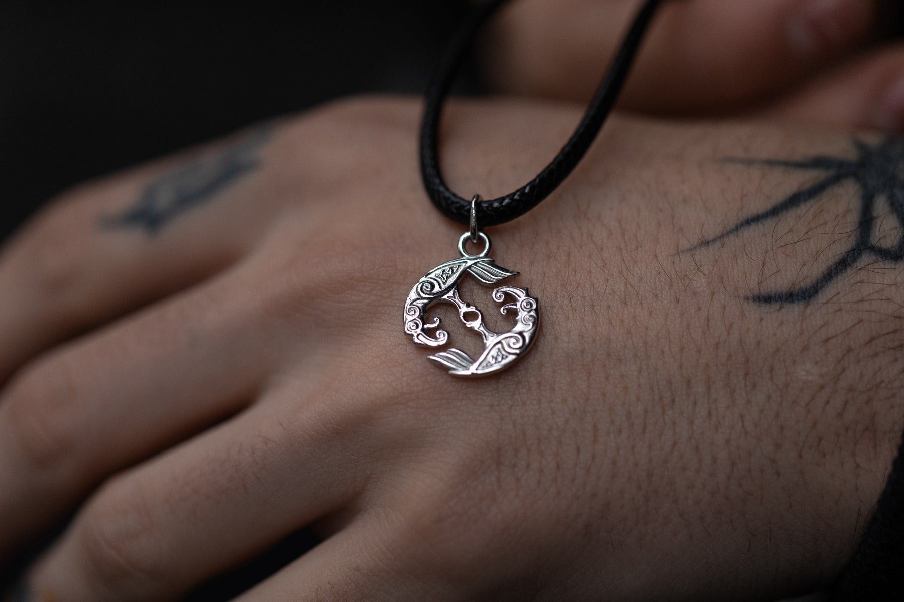 vkngjewelry Pendant Handcrafted Mini Hugin & Munin Silver pendant