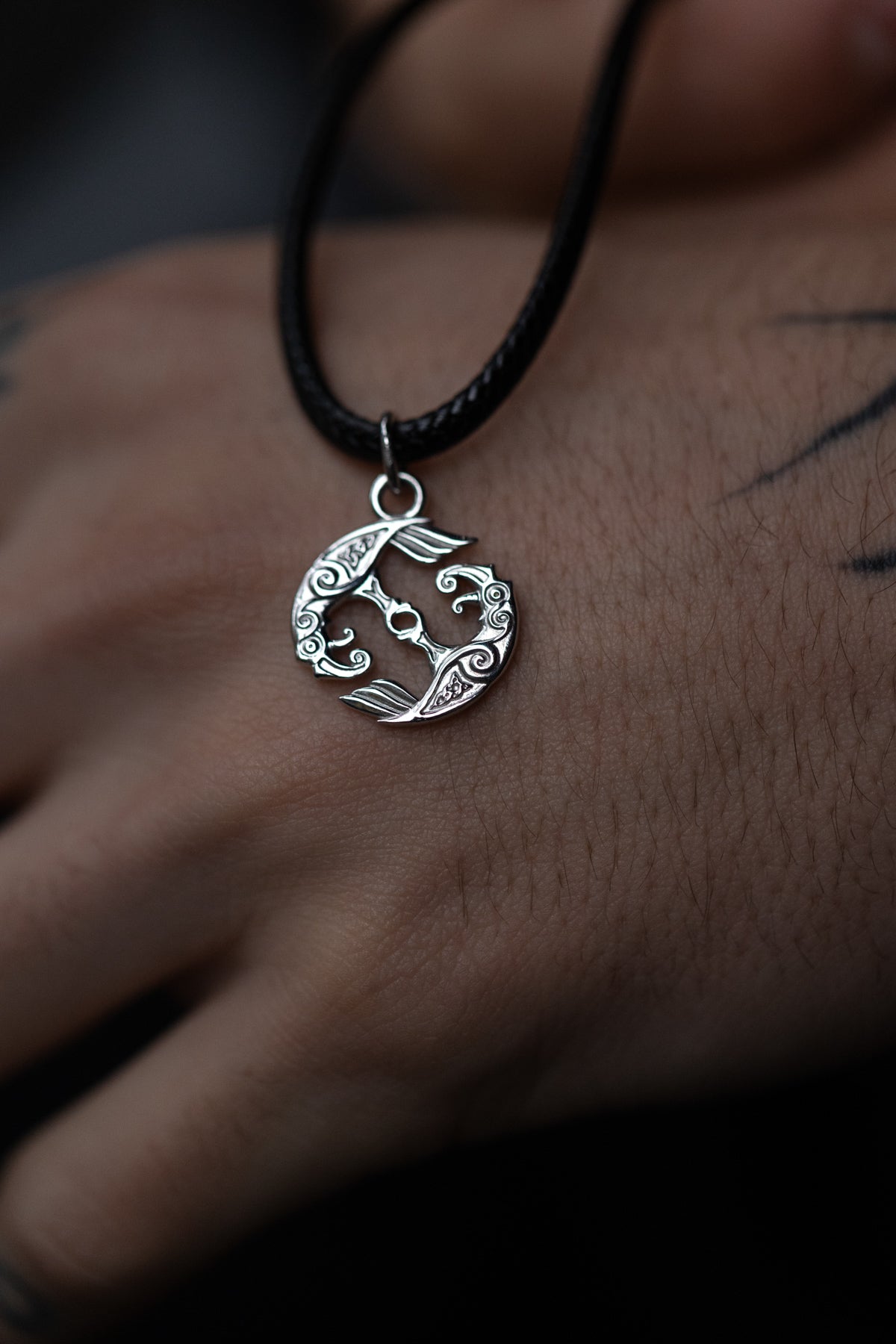 vkngjewelry Pendant Handcrafted Mini Hugin & Munin Silver pendant