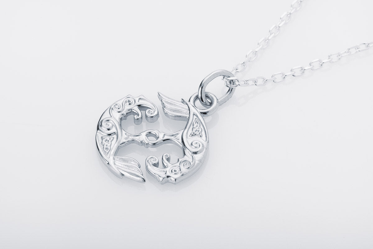 vkngjewelry Pendant Handcrafted Mini Hugin & Munin Silver pendant