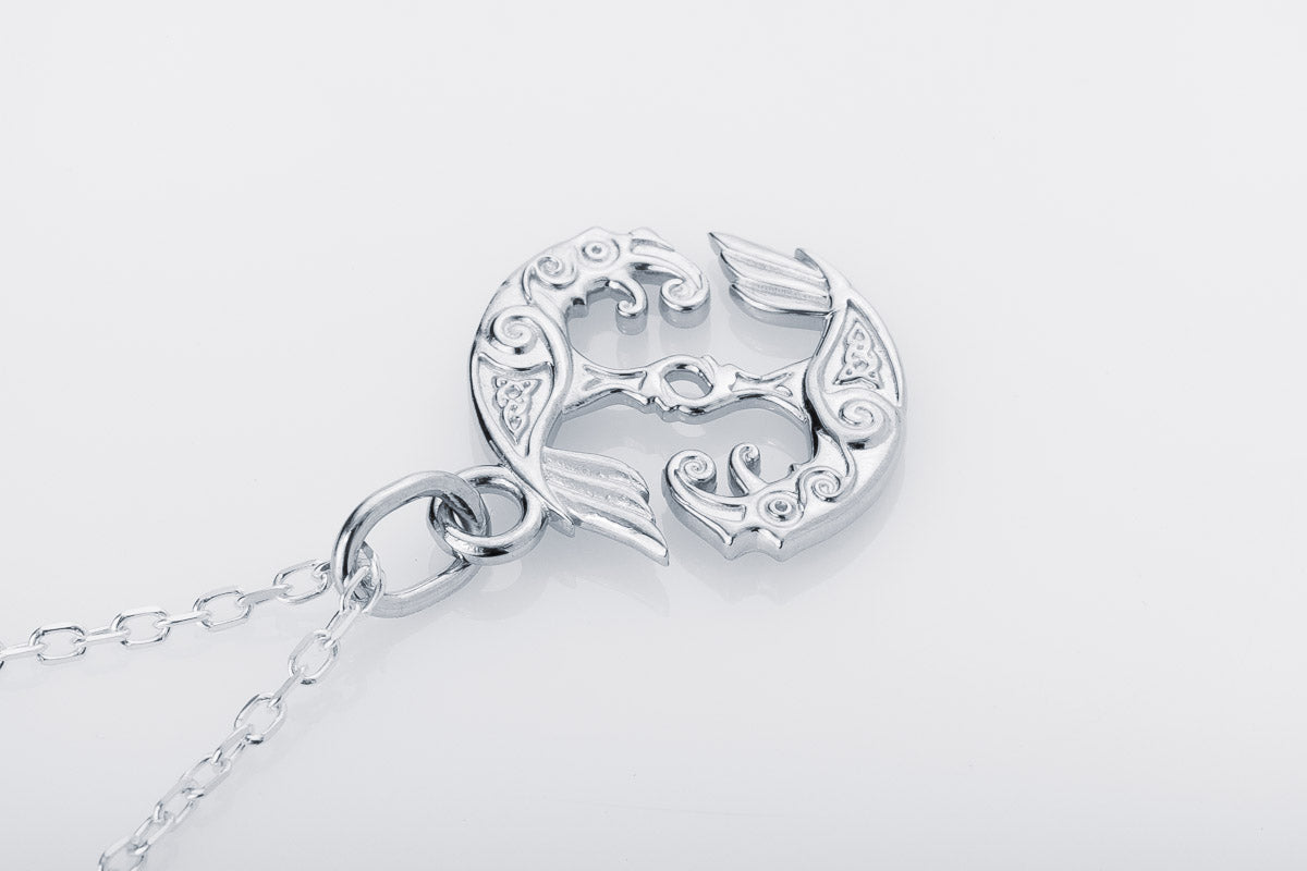 vkngjewelry Pendant Handcrafted Mini Hugin & Munin Silver pendant
