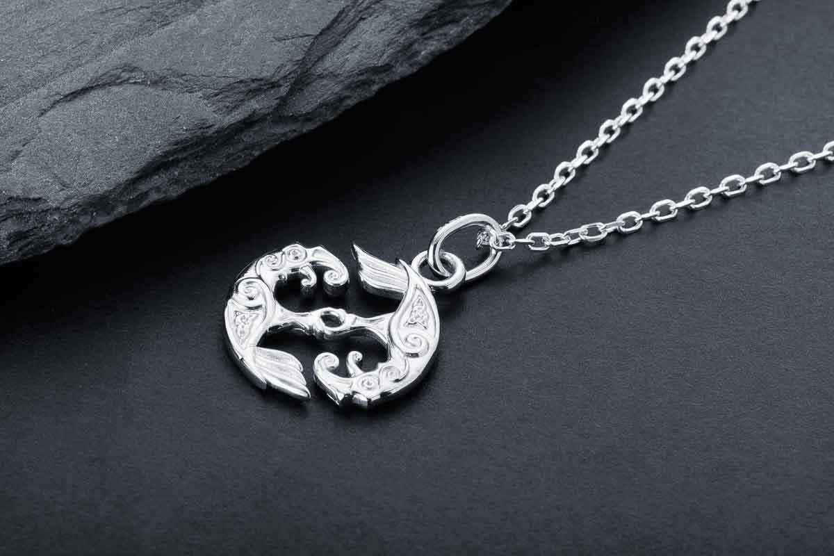 vkngjewelry Pendant Handcrafted Mini Hugin & Munin Silver pendant