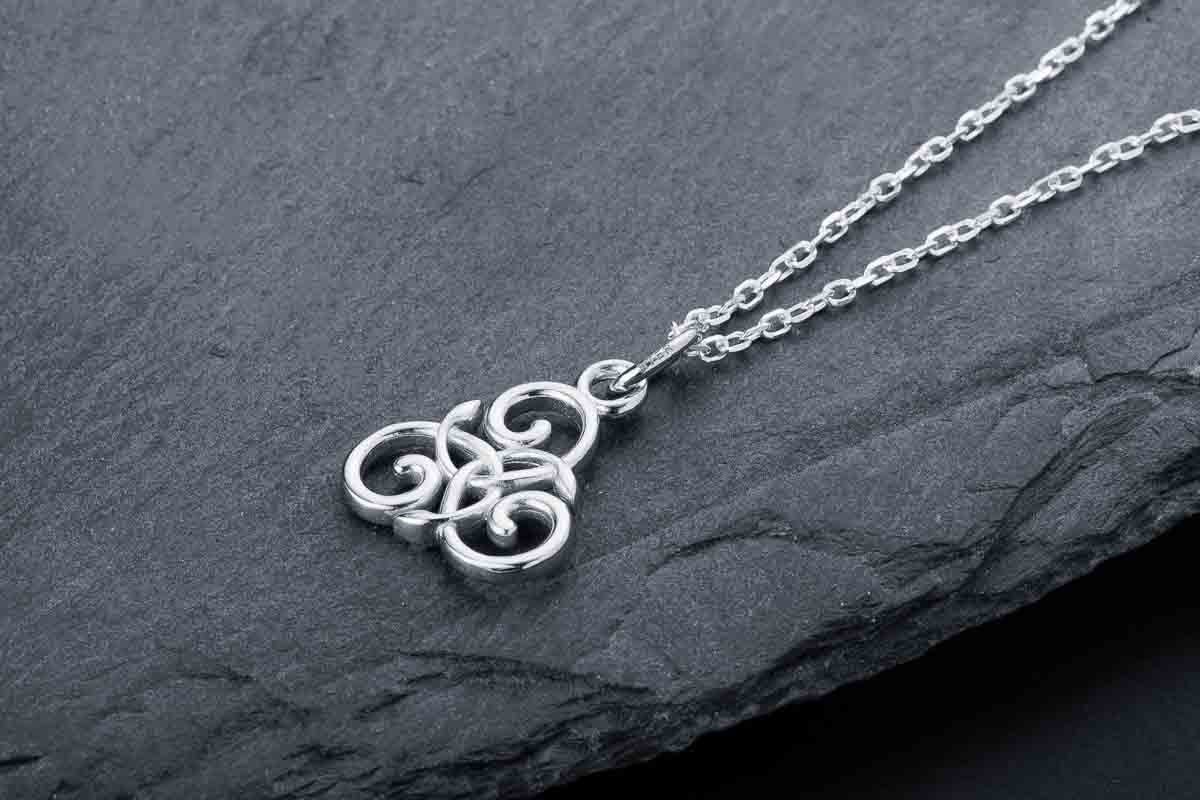 Handcrafted Slim Celtic Triskel Silver Pendant