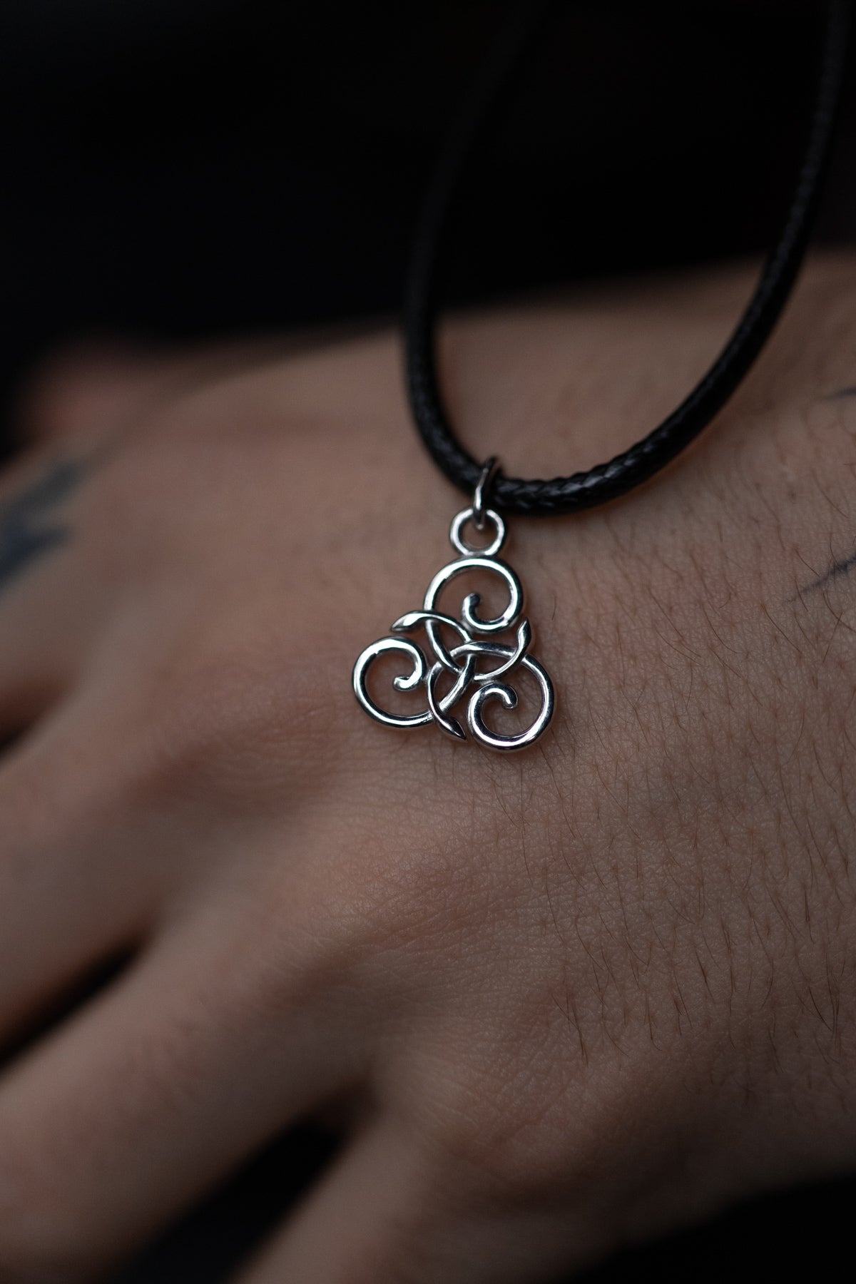 Handcrafted Slim Celtic Triskel Silver Pendant