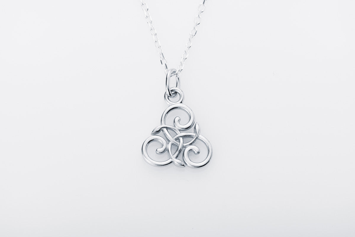 Handcrafted Slim Celtic Triskel Silver Pendant