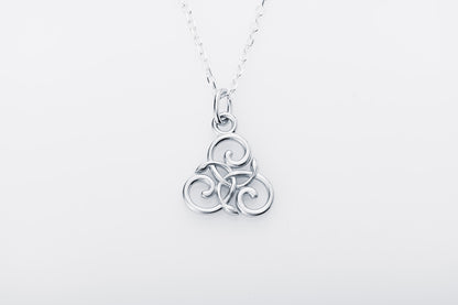 Handcrafted Slim Celtic Triskel Silver Pendant
