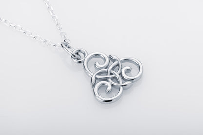 Handcrafted Slim Celtic Triskel Silver Pendant