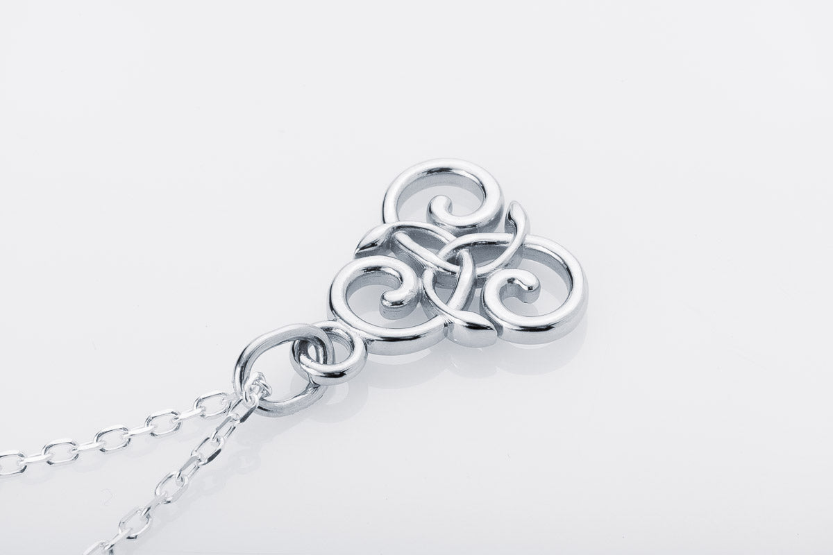 Handcrafted Slim Celtic Triskel Silver Pendant