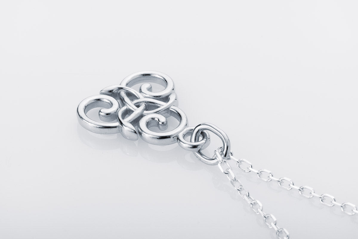 Handcrafted Slim Celtic Triskel Silver Pendant