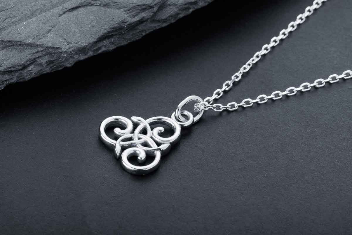 Handcrafted Slim Celtic Triskel Silver Pendant