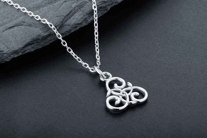 Handcrafted Slim Celtic Triskel Silver Pendant