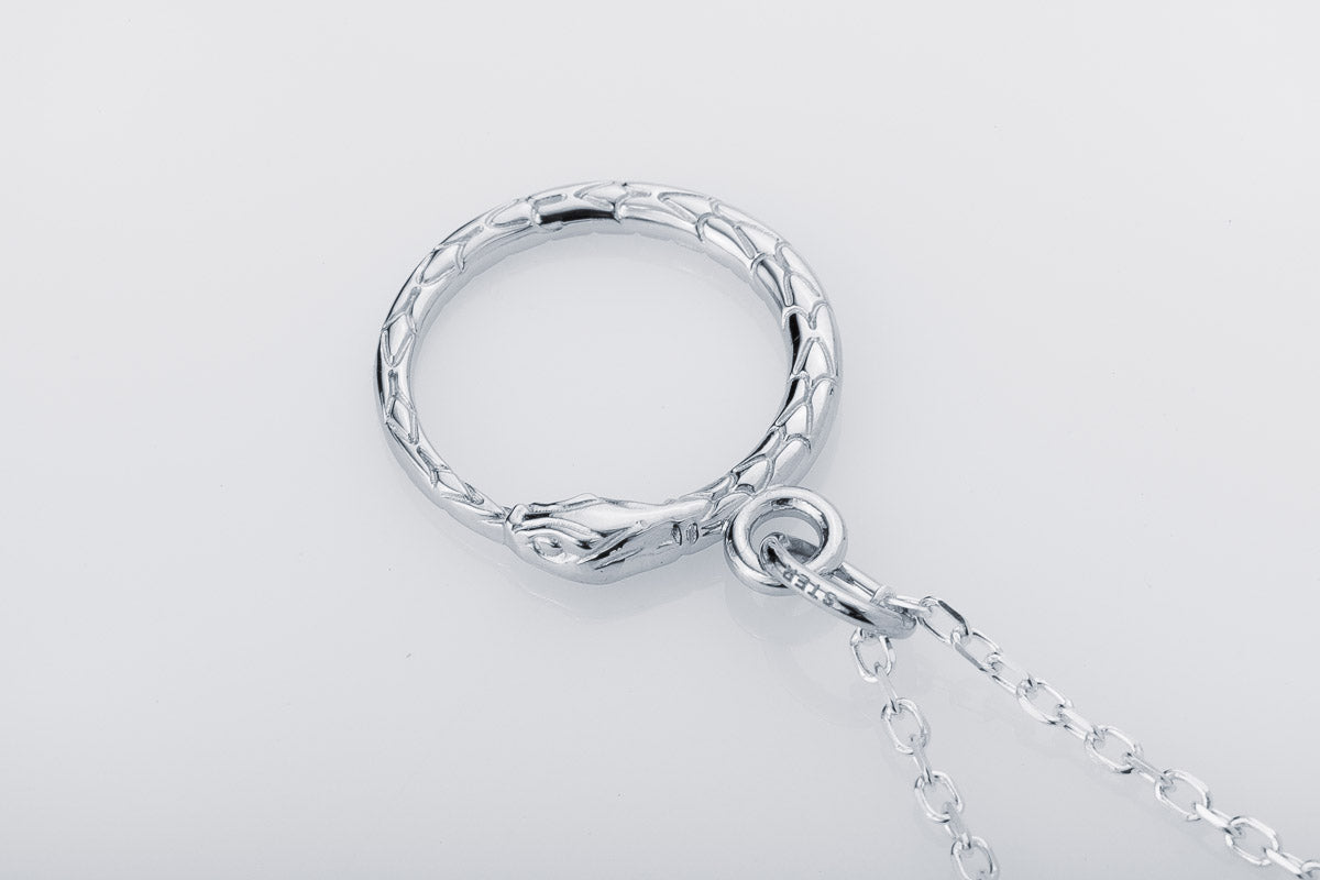 vkngjewelry Pendant Handcrafted Slim World Serpent Jormungandr Silver Pendant