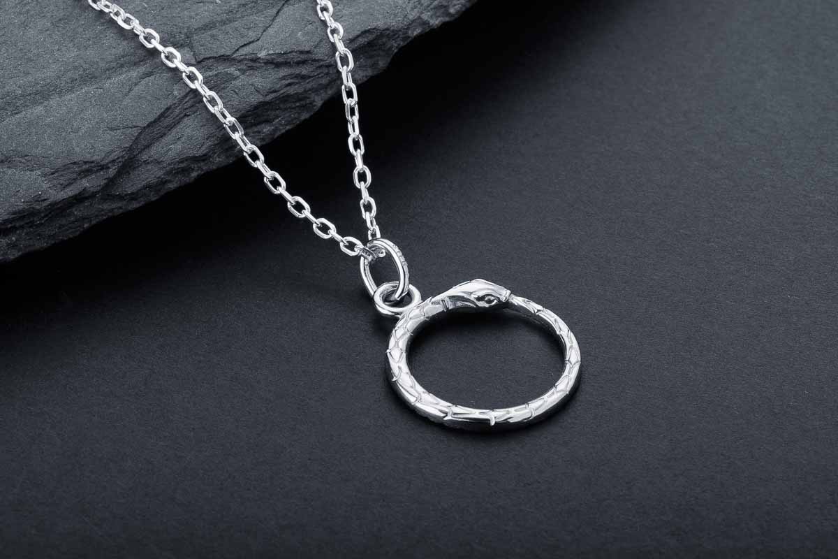 vkngjewelry Pendant Handcrafted Slim World Serpent Jormungandr Silver Pendant