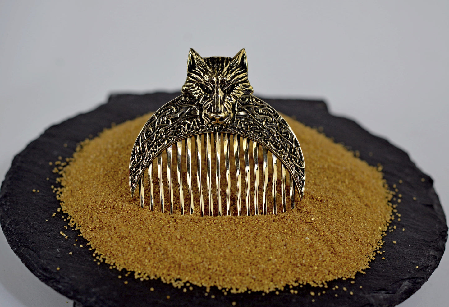 Handcrafted Wolf Solid Brass Beard Comb
