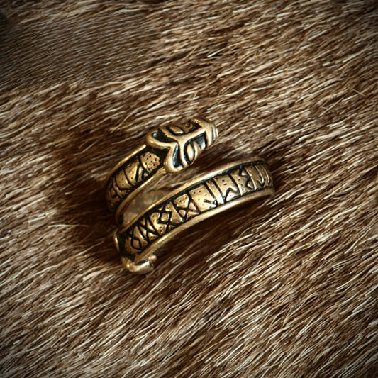 Handcrafted Runic Wolf Ring