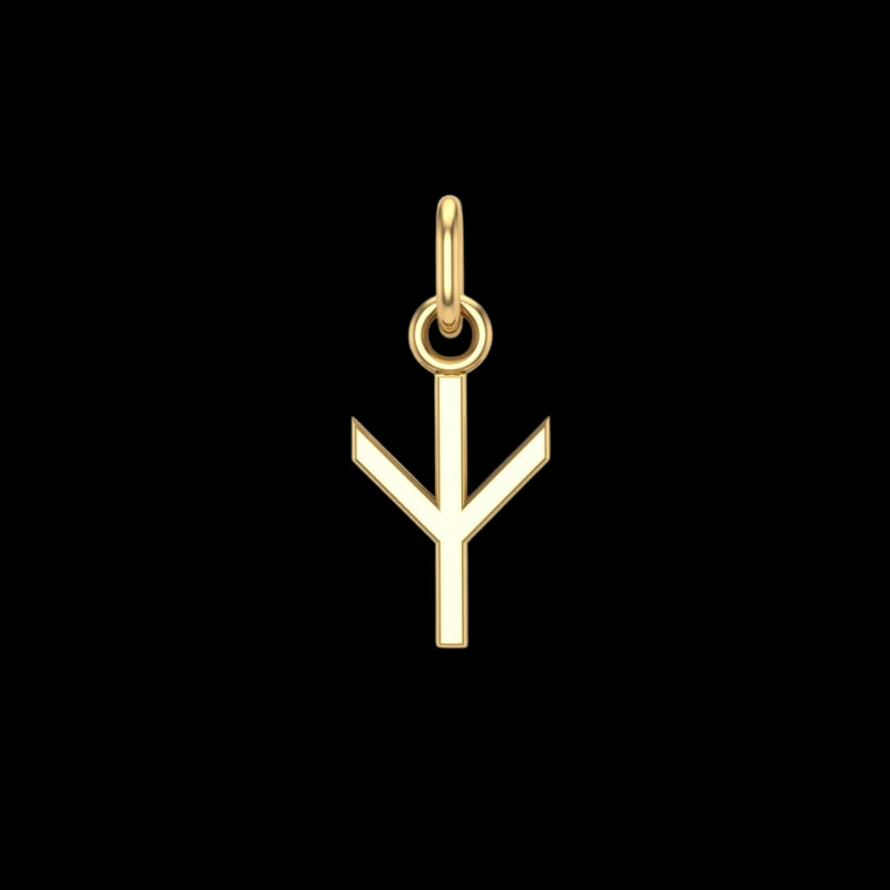 Handmade Gold Rune OAlgiz Pendant