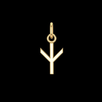 Handmade Gold Rune OAlgiz Pendant