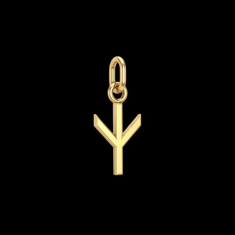 Handmade Gold Rune OAlgiz Pendant