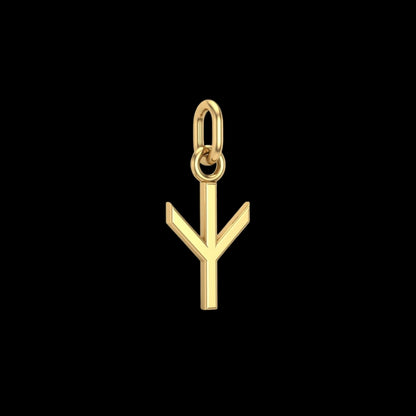 Handmade Gold Rune OAlgiz Pendant