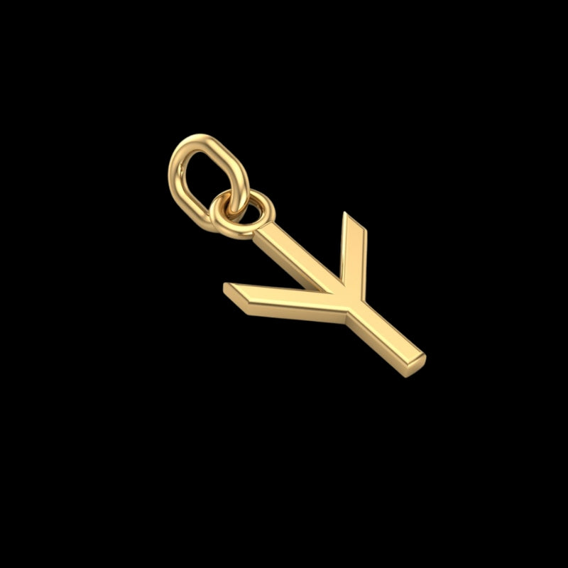 Handmade Gold Rune OAlgiz Pendant