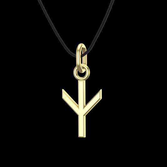 Handmade Gold Rune OAlgiz Pendant