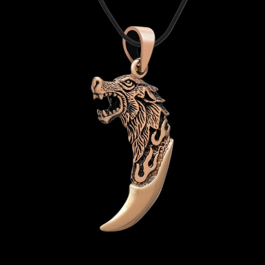 Viking Wolf Tooth Bronze Pendant